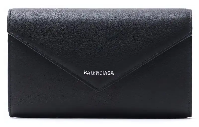Balenciaga Leather Clutch Wallet Women's Black