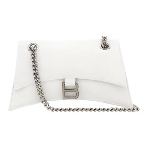 Balenciaga Crush Burnished Cow Leather Portable Crossbody Bag, Shoulder Bag Small Women's White