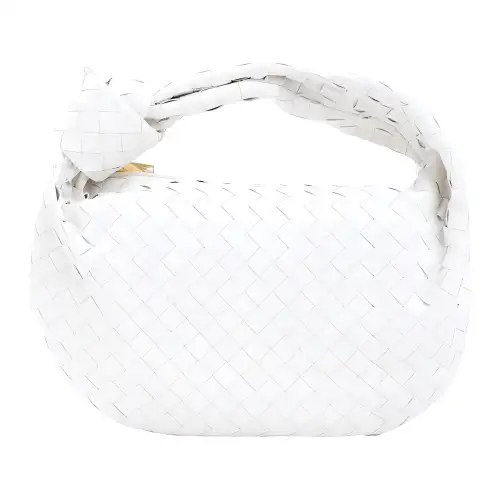 Bottega Veneta Jodie Top Handle Bag Teen Intrecciato White