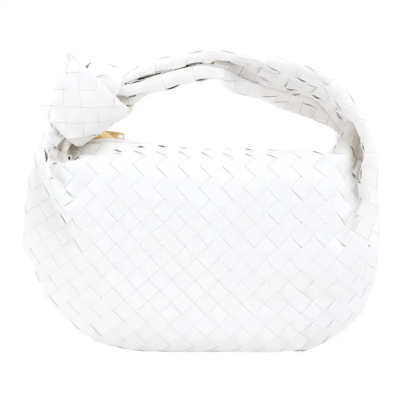 Bottega Veneta Jodie Top Handle Bag Teen Intrecciato White