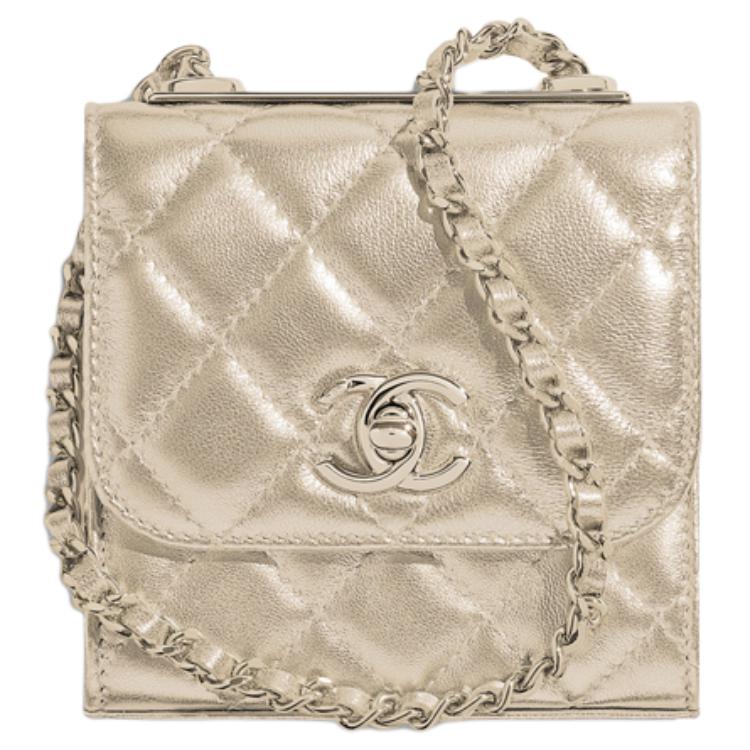 CHANEL Trendy CcWOC Metal Sheepskin Chain Bag, Shoulder Bag, Crossbody Bag Women's Gold