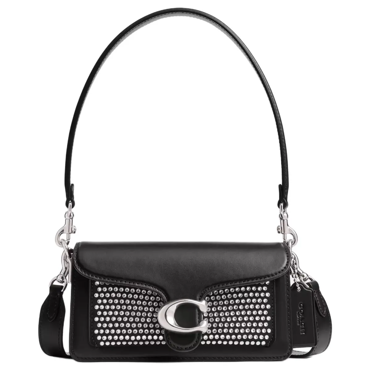 COACH Tabby Calfskin Shoulder Bag, Crossbody Bag, Handbag Small Women's Silver & Black