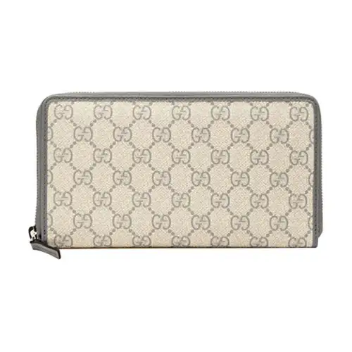 GUCCI Canvas With Leather Wallet Men's Beige/Gray