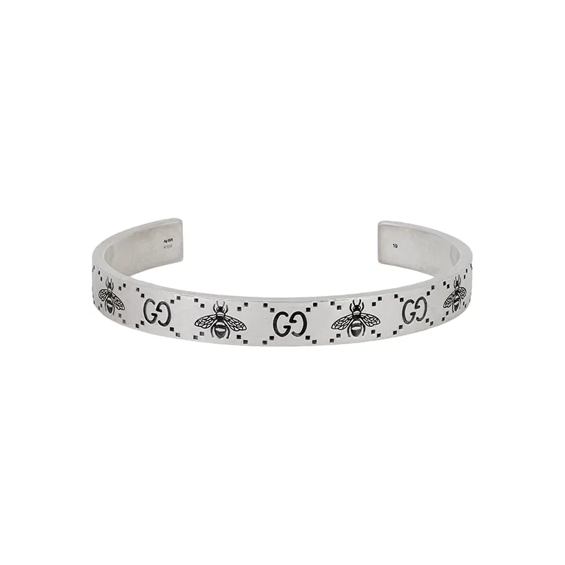 GUCCI Gg And Bee Engraved Cuff Bracelet