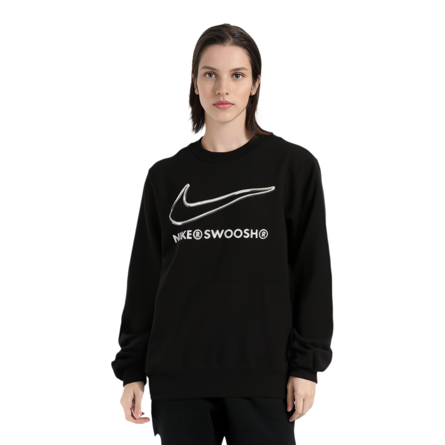 Женская худи Nike As W Nsw Swsh Crew Flc Logo (черная) — фото 4