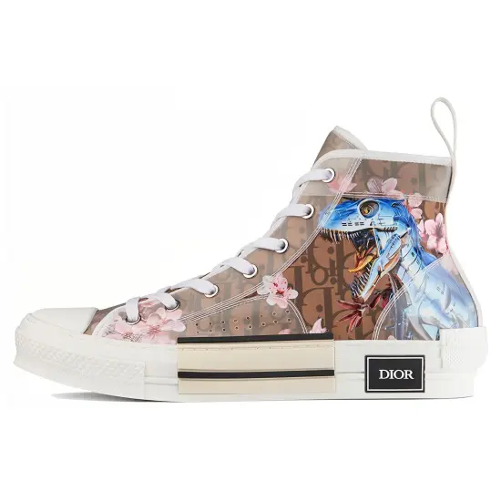 DIOR B23 High Canvas Sorayama Dinosaur Brown