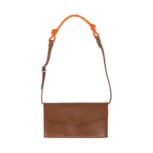 MIU MIU Fabric With Leather One Shoulder Wallet Women's Brown