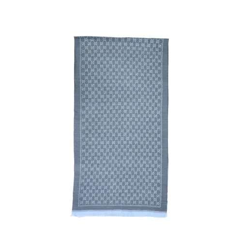 GUCCI Wool Knit Scarves Unisex Light Blue/Light Gray