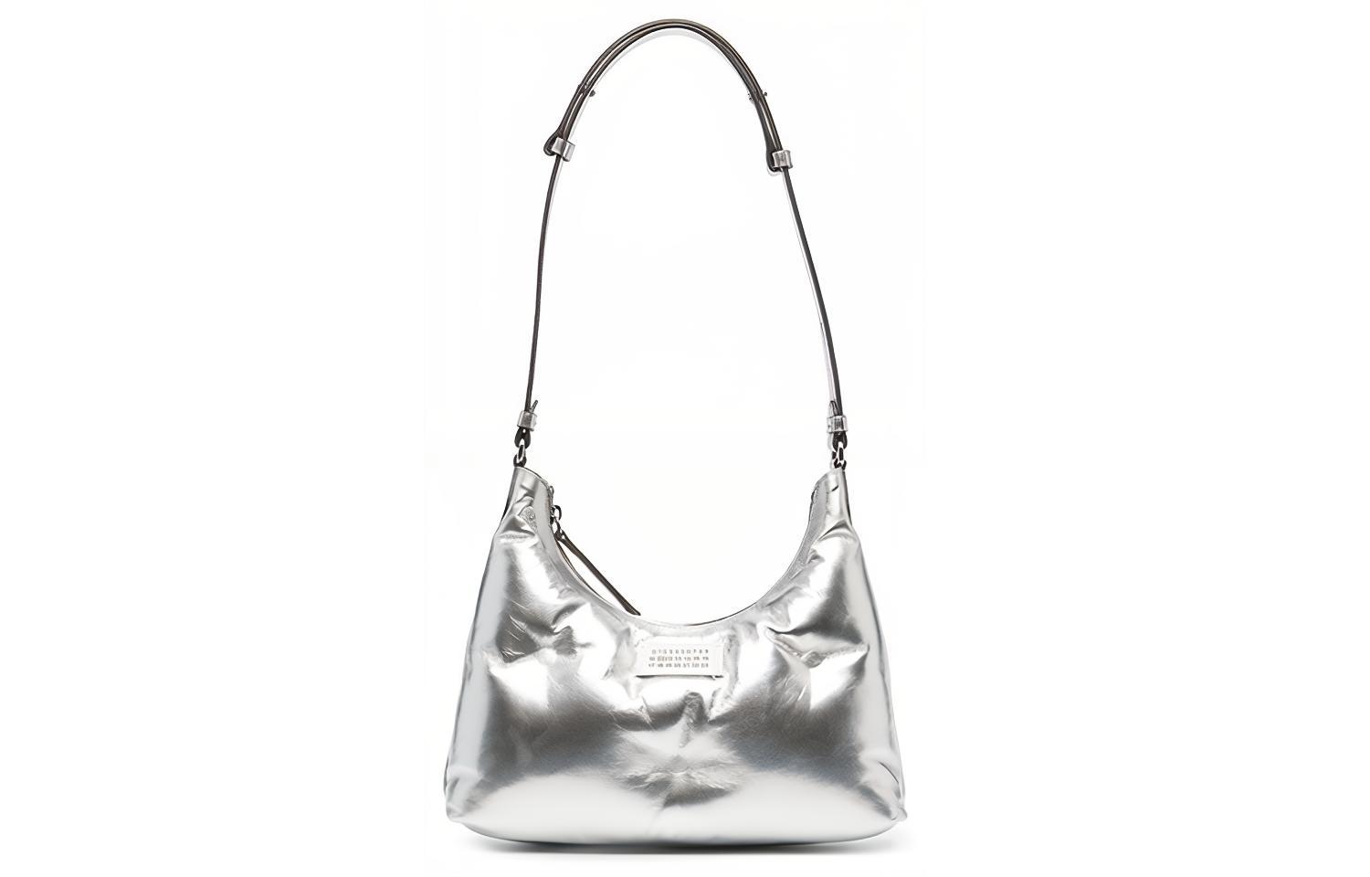 Maison Margiela Cow Leather Sheepskin Portable Crossbody Bag, Shoulder Bag Women's Silver