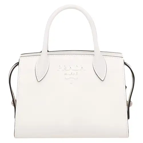 PRADA Calfskin Crossbody One Shoulder Handbag Women's White