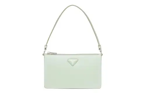 PRADA Zip Closure Leather Handbag Mini Women's Mint Green