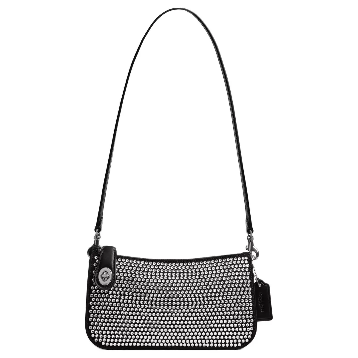 COACH Penn Calfskin Shoulder Bag, Crossbody Bag Small Women's Silver & Black