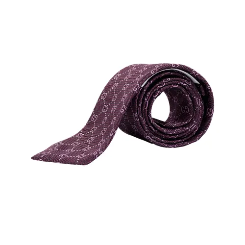 GUCCI Print Silk Ties Men's Maroon