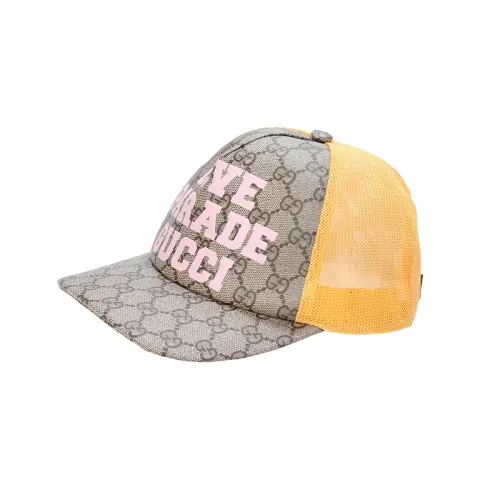 GUCCI Cotton Baseball Caps Unisex Beige, Yellow