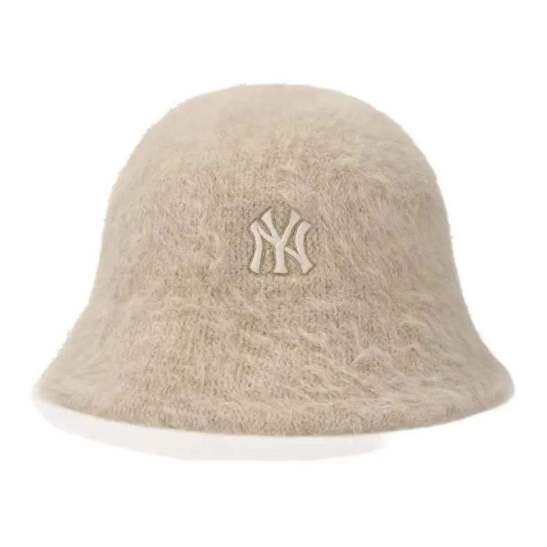 MLB Rabbit Fur Bucket Hats Unisex Light Beige