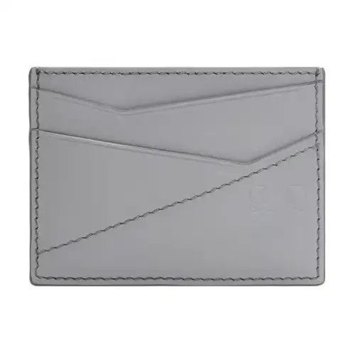 LOEWE Puzzle Smooth Cow Leather Card Holder Men's Asphalt Gray