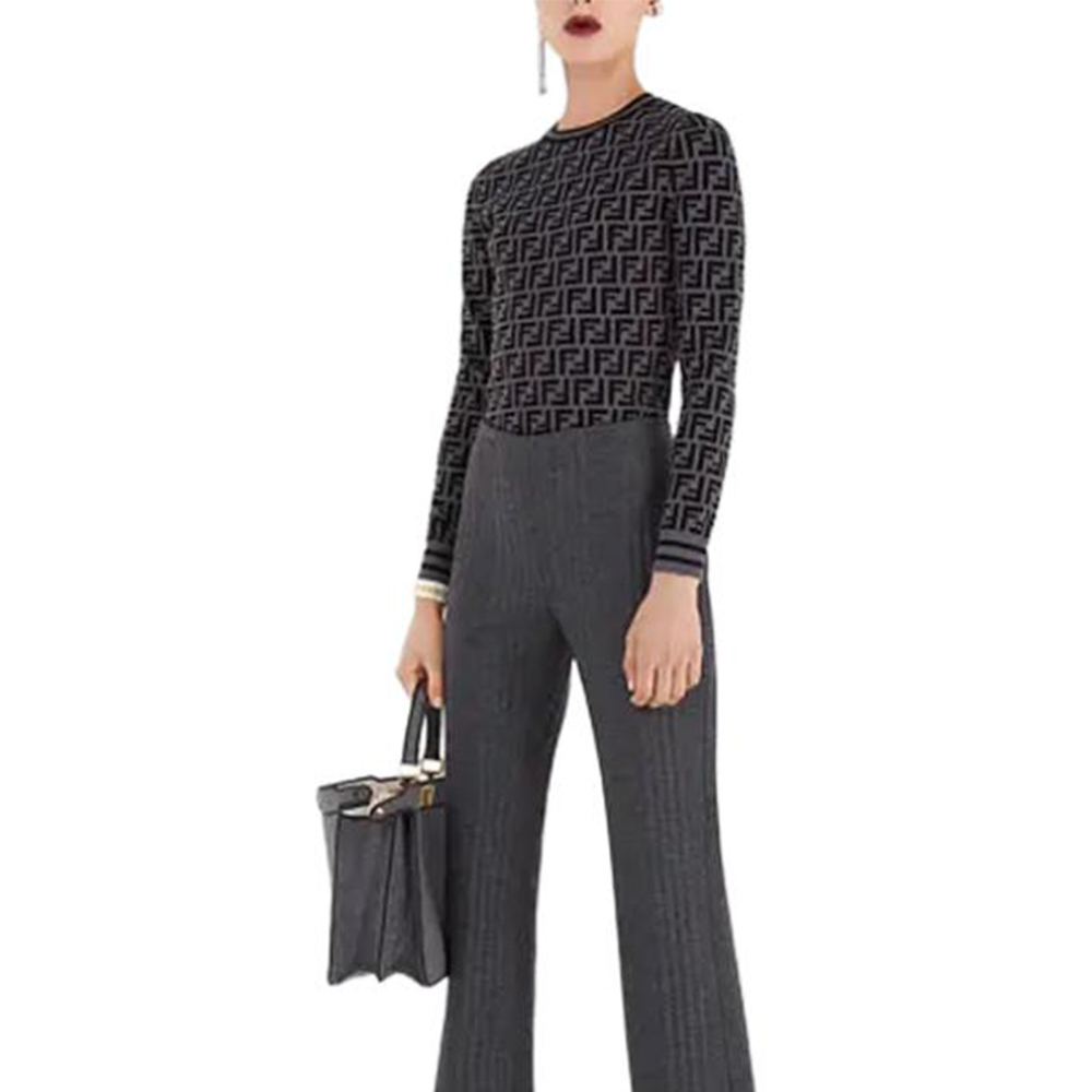 Женские свитера Fendi ff (черно-серый) — фото 6