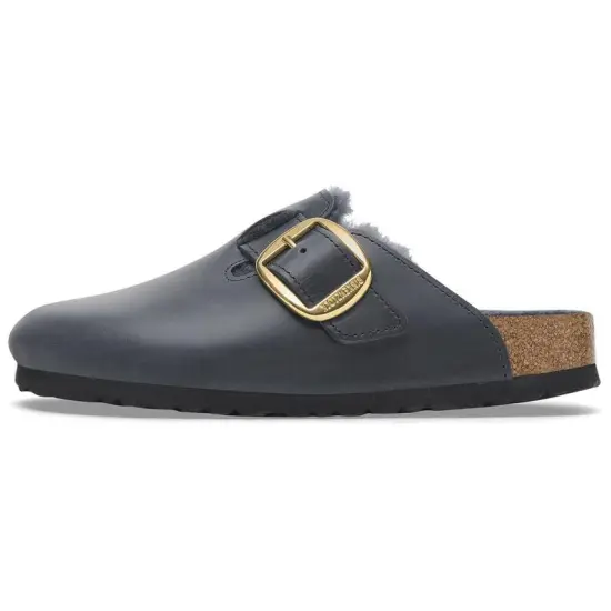 Birkenstock Boston Big Buckle Shearling Slides Women's