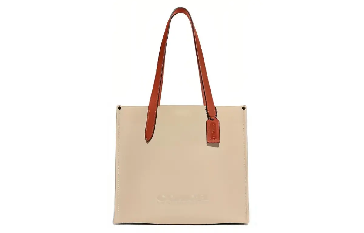 COACH Relay Cow Split Leather Tote Bag, Shopping Bag, Handbag Shoulder Bags Large Men's Cream White