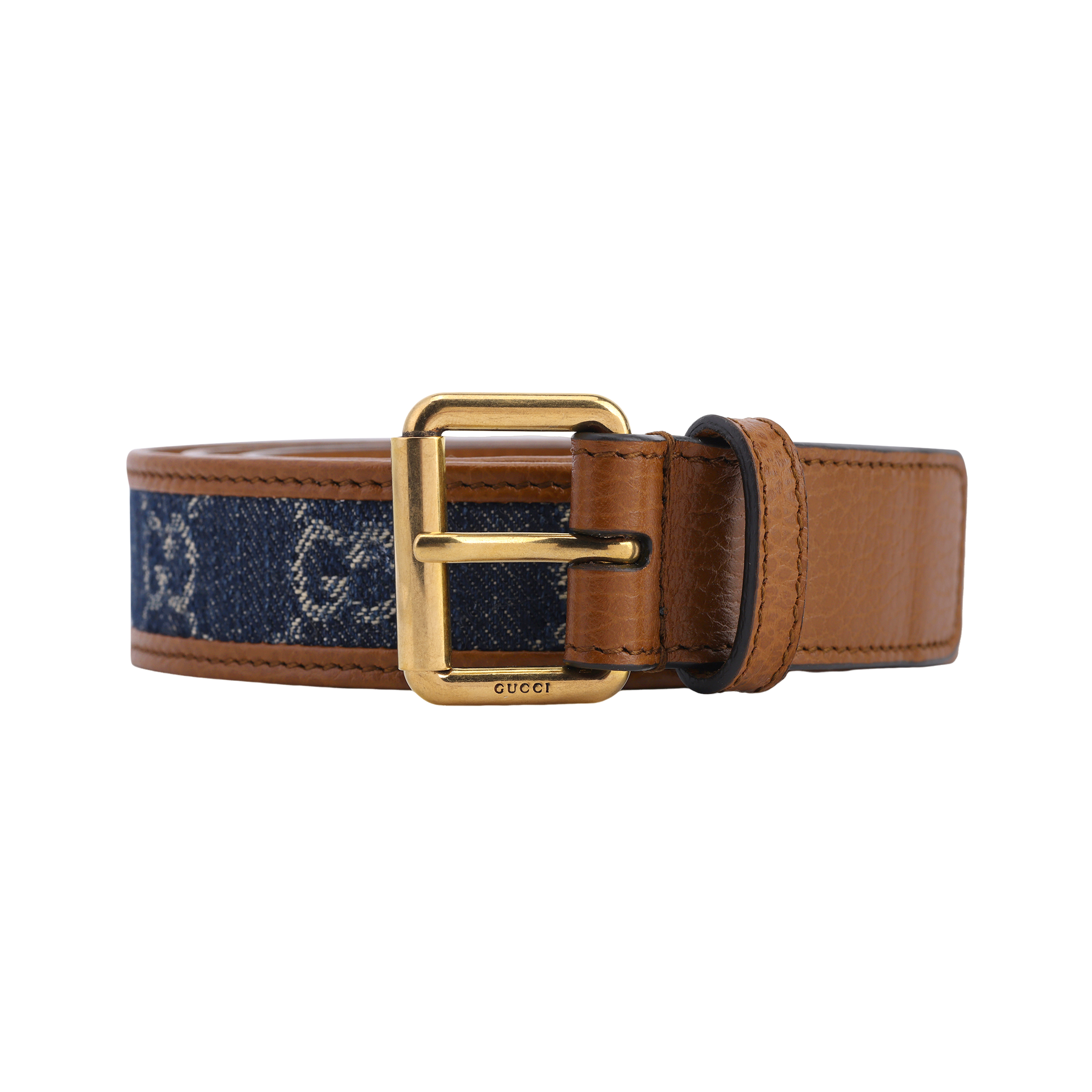 Мужской ремень Gucci Square Buckle (синий)