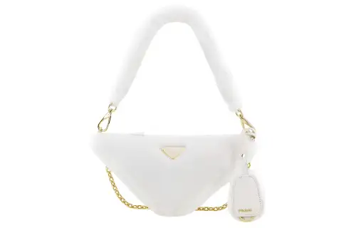 PRADA Plush One Shoulder Handbag Women's White