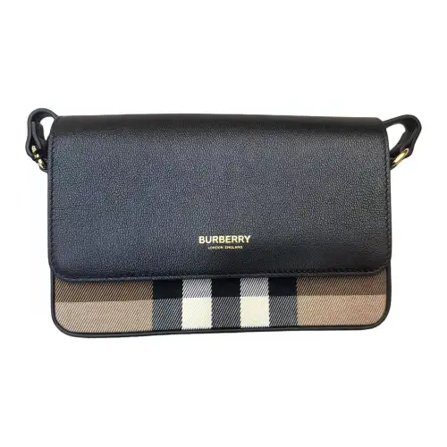 Burberry Leather Paneled Canvas Shoulder Bag, Crossbody Bag Women's Black