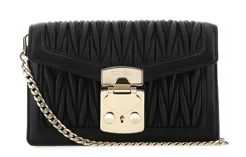 MIU MIU Leather Crossbody Bag Women's Black