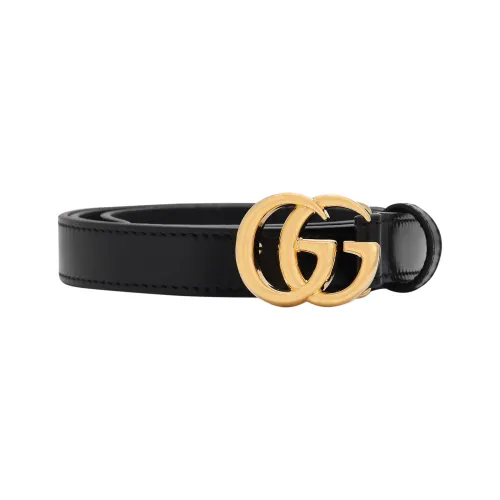 GUCCI GG Marmont Leather Belts Women's Black Width 2cm