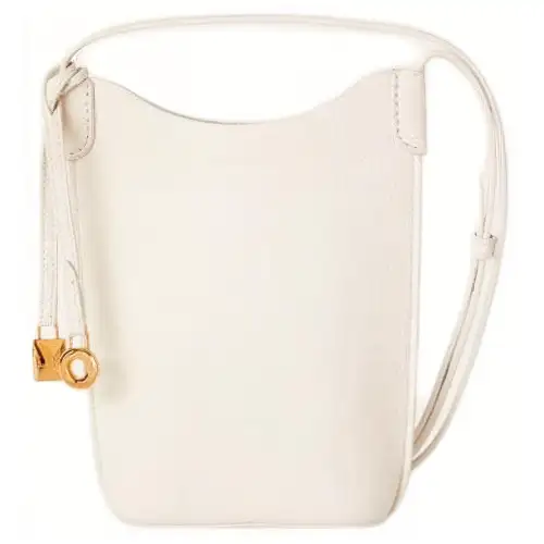 Loro Piana Cow Leather Cell Phone Pouch Women's Whisper White & Sun Gold