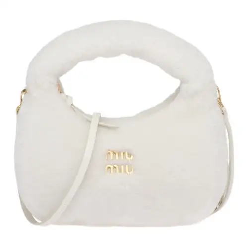 MIU MIU Sheepskin Hobo Bag, Shoulder Bag, Crossbody Bag, Handbag Women's White