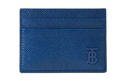 Burberry Calfskin Card Holder Men's Dark Marine Blue