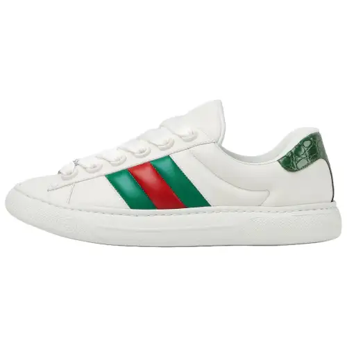 GUCCI ACE Leather Low top Skateboard Shoes Men's White