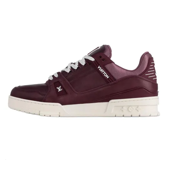 LOUIS VUITTON Trainer Skateboard Shoes Men Low-Top Burgundy