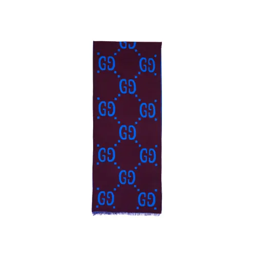 GUCCI Wool Knit Scarves Unisex Blue/Purple