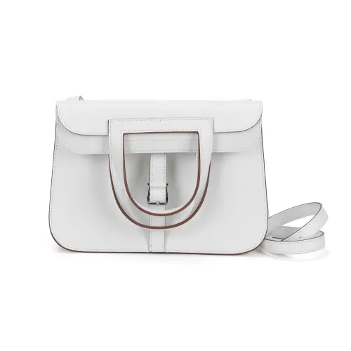 HERMES Halzan Evercolor Calfskin Handbag, Shoulder Bag, Crossbody Bag Women's 01 Blanc Pure White