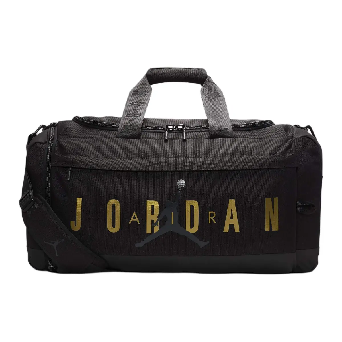 Jordan Velocity Polyester One Shoulder Crossbody Handheld Gym Bag Regular Unisex Black & Gold