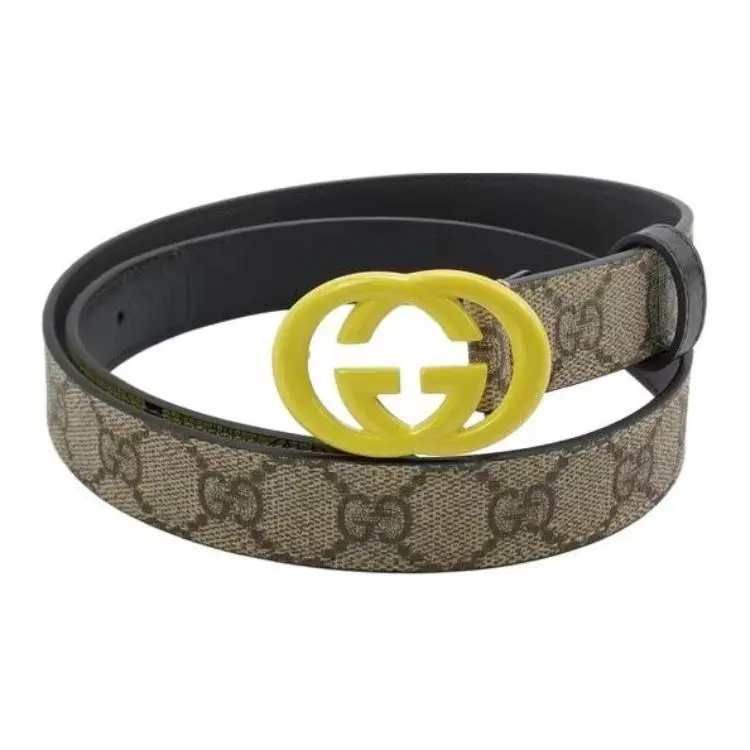 GUCCI Leather Belts Unisex Brown Width 2.5cm