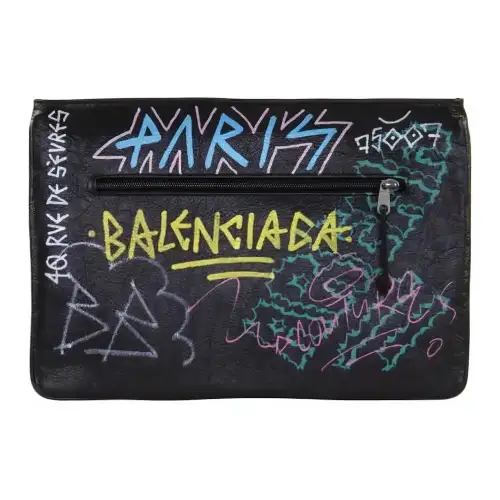 Balenciaga Leather Clutch Men's Black