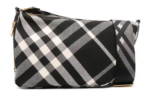 Burberry Shield Polyester With Cotton Crossbody Bag, Shoulder Bag Medium Women's Black & Ivory