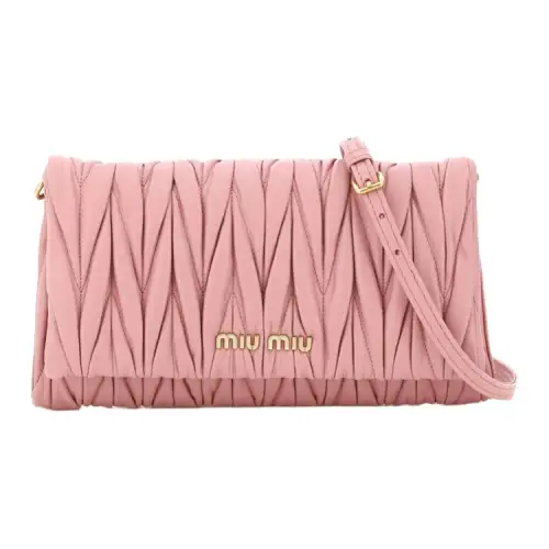MIU MIU Leather Shoulder Bag Women's Pink