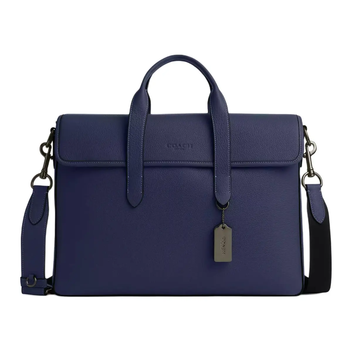 COACH Sullivan Refined Litchi Grain Leather Shoulder Bag, Crossbody Bag, Handbag Large Men's Marine Blue