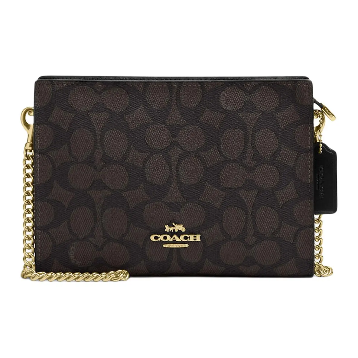 COACH Coated Canvas Crossbody Bags Small Women's Walnut & Black