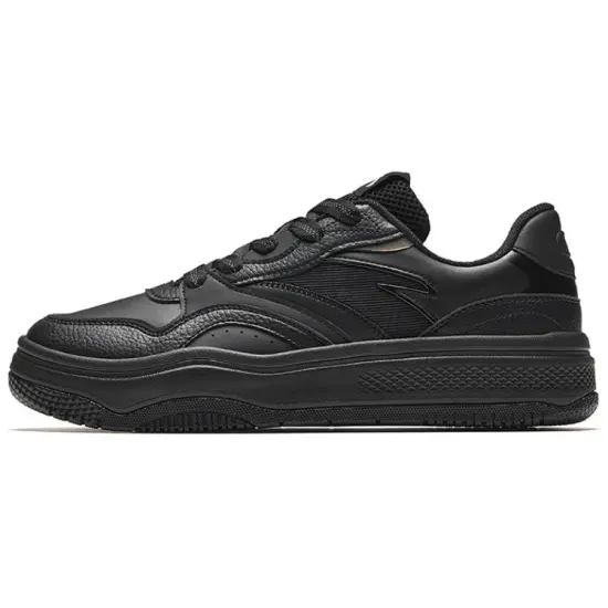 Anta Street Naughty Anti-Slip Wear-Resistant Breathable Height Increasing Low-Top Skateboard Shoes Men's Basic Black