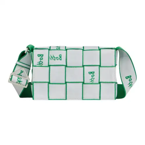 Bottega Veneta Polyester Woven Bag, Shoulder Bag, Crossbody Bag Unisex White/Parrot Green