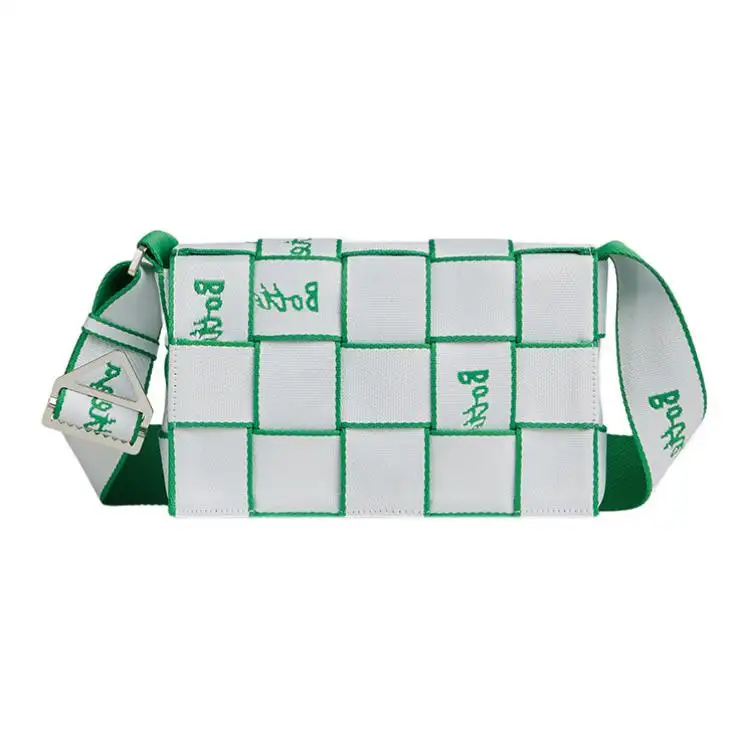 Bottega Veneta Polyester Woven Bag, Shoulder Bag, Crossbody Bag Unisex White/Parrot Green