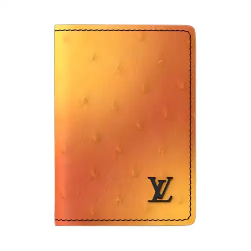 LOUIS VUITTON Unisex Card Holder Wallet Ostrich Leather Orange