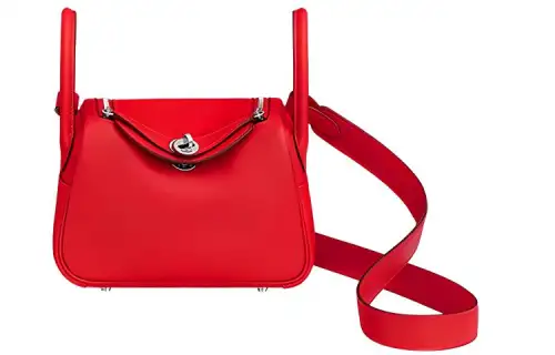 HERMES Lindy Swift Calfskin Handbag 19 Women's Heart Red/Pepper Red