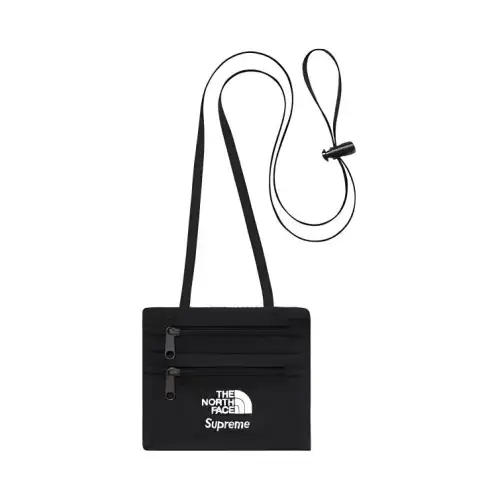 Supreme X The North Face/THE NORTH FACE Supreme FW18 Leather Crossbody One Shoulder Coin Purse Regular Unisex Black