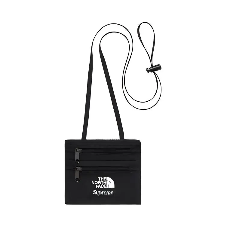Supreme X The North Face/THE NORTH FACE Supreme FW18 Leather Crossbody One Shoulder Coin Purse Regular Unisex Black