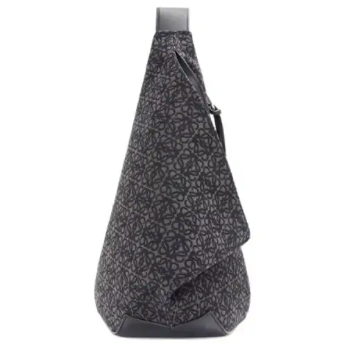 LOEWE Anton Sling Jacquard With Calfskin One Shoulder Crossbody Sling Bag Men's Anthracite/Black